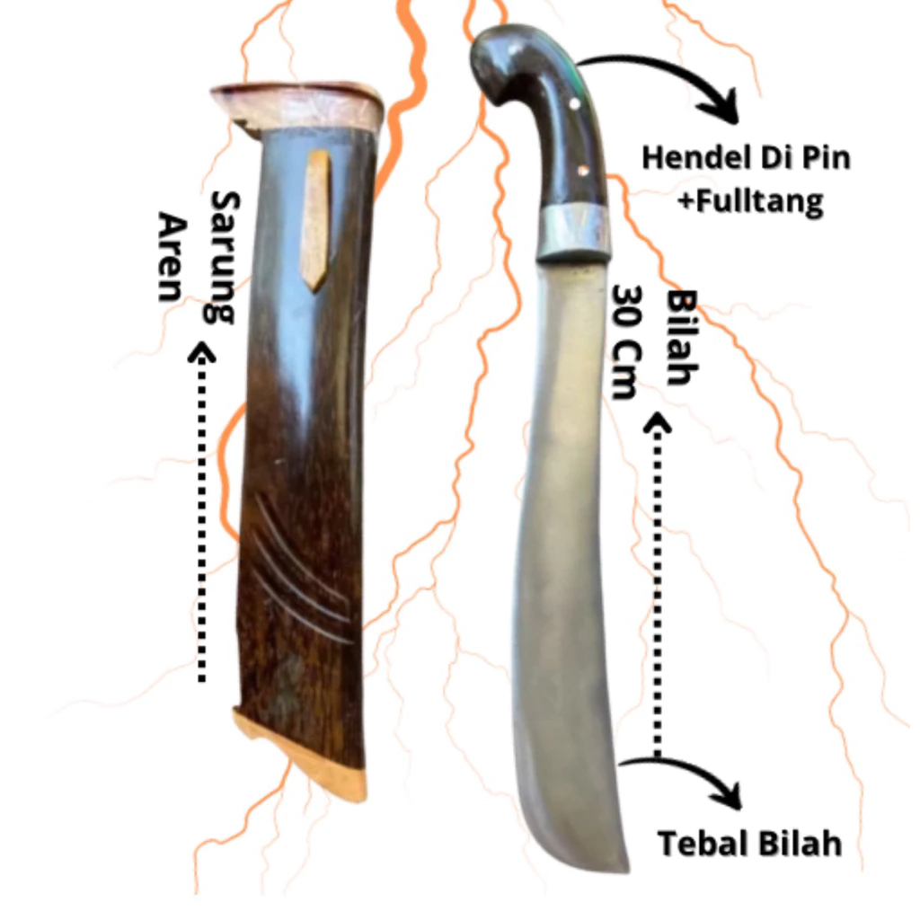 Golok Ruyung Baja Asli Premium Full Tang