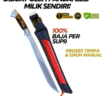 Golok Baja Persup9 Asli Sarung Kulit Merah