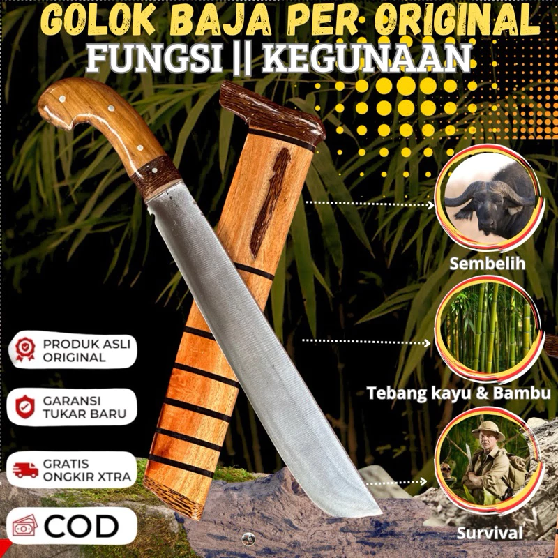 Golok Jepit 100% Baja Asli – Serbaguna